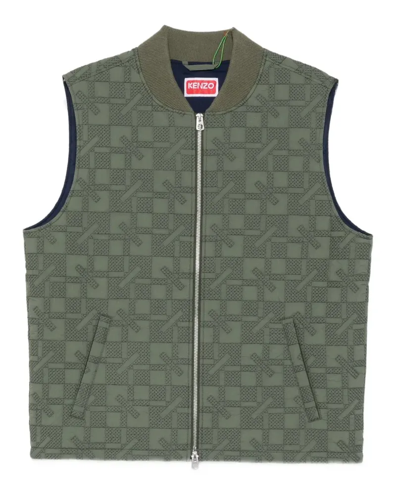 Kenzo geometric-quilted zip-up gilet - Grün Grün