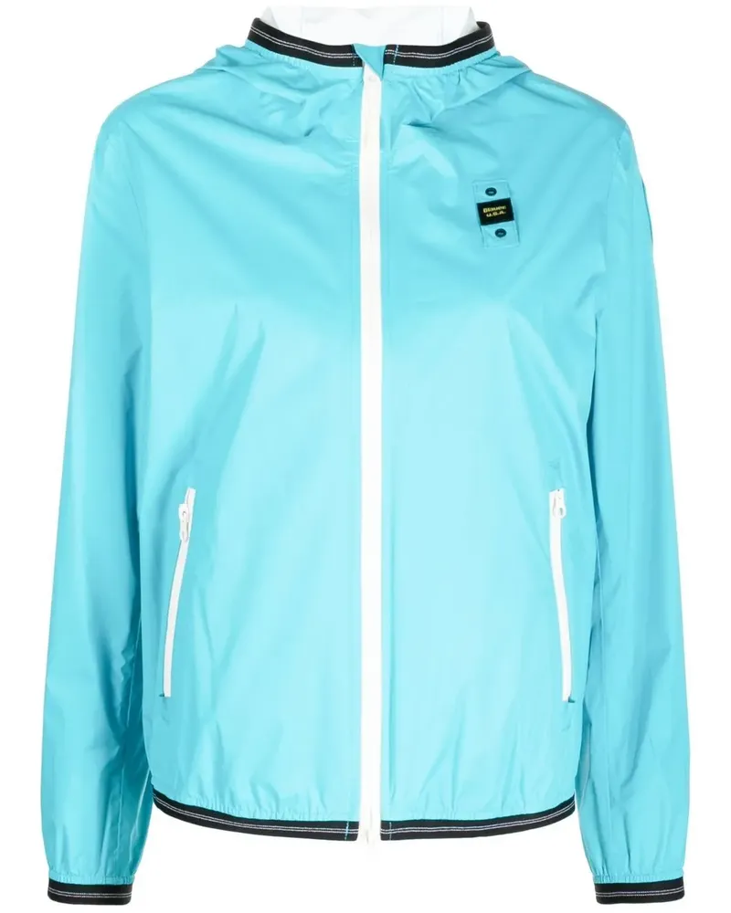 Blauer Bomberjacke mit Logo-Patch Blau