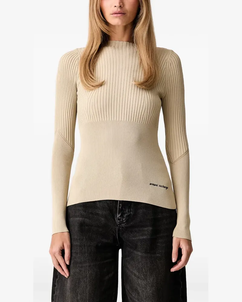 Armani Exchange ribbed logo-embroidered sweater - Nude Nude