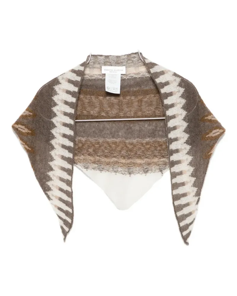Roberto Collina jacquard-knit triangular scarf - Braun Braun