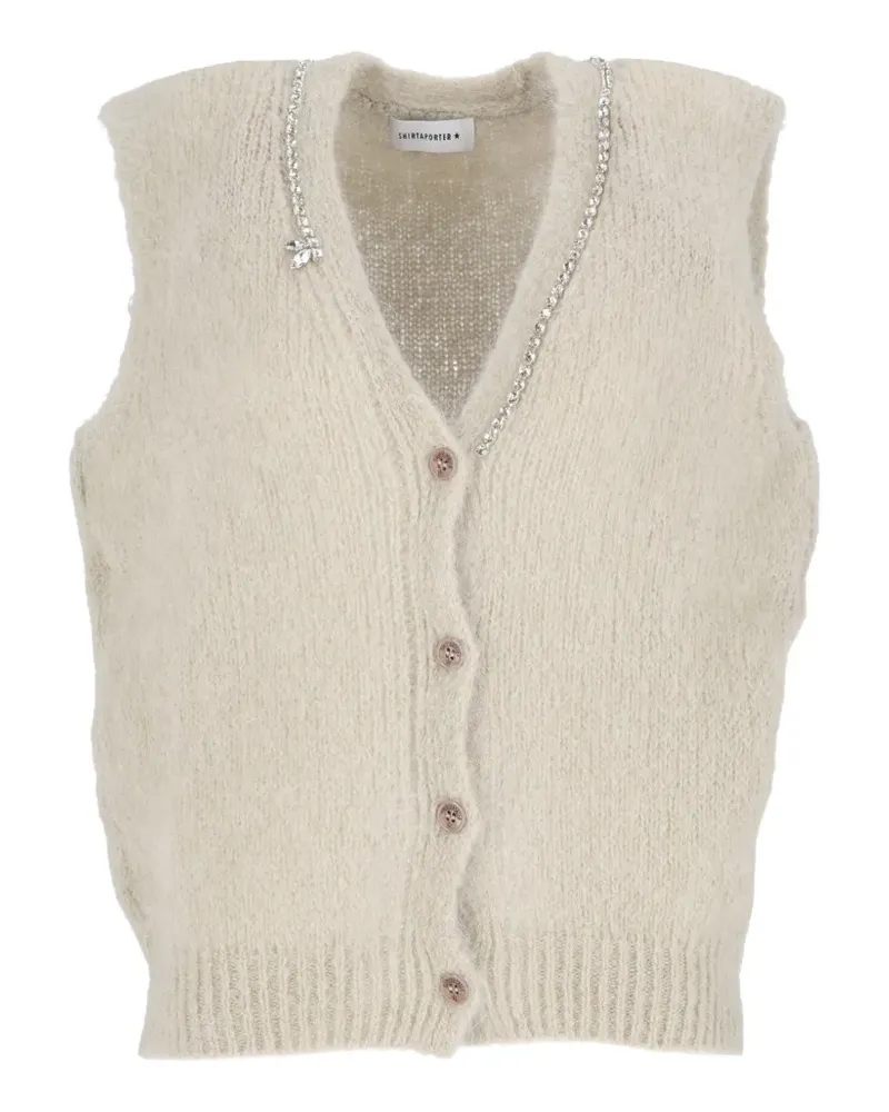 SHIRTAPORTER Weste aus Mohär-Gemisch mit Kristallen - Nude Nude
