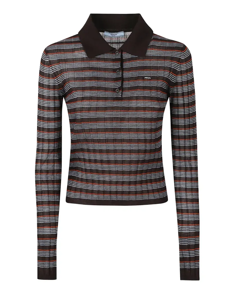 Prada striped cashmere and silk polo shirt - Braun Braun