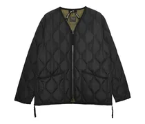 Gesteppte Jacke mit V-Ausschnitt - Schwarz