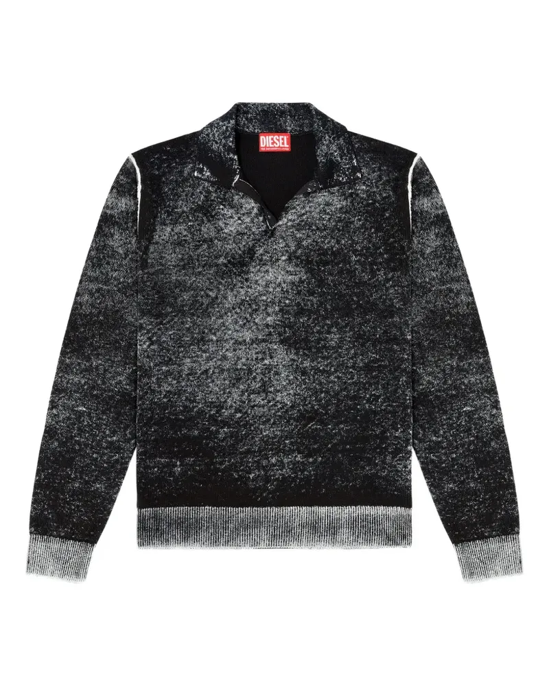 Diesel Pullover mit ausgeblichenem Reverse-Print - Schwarz Schwarz