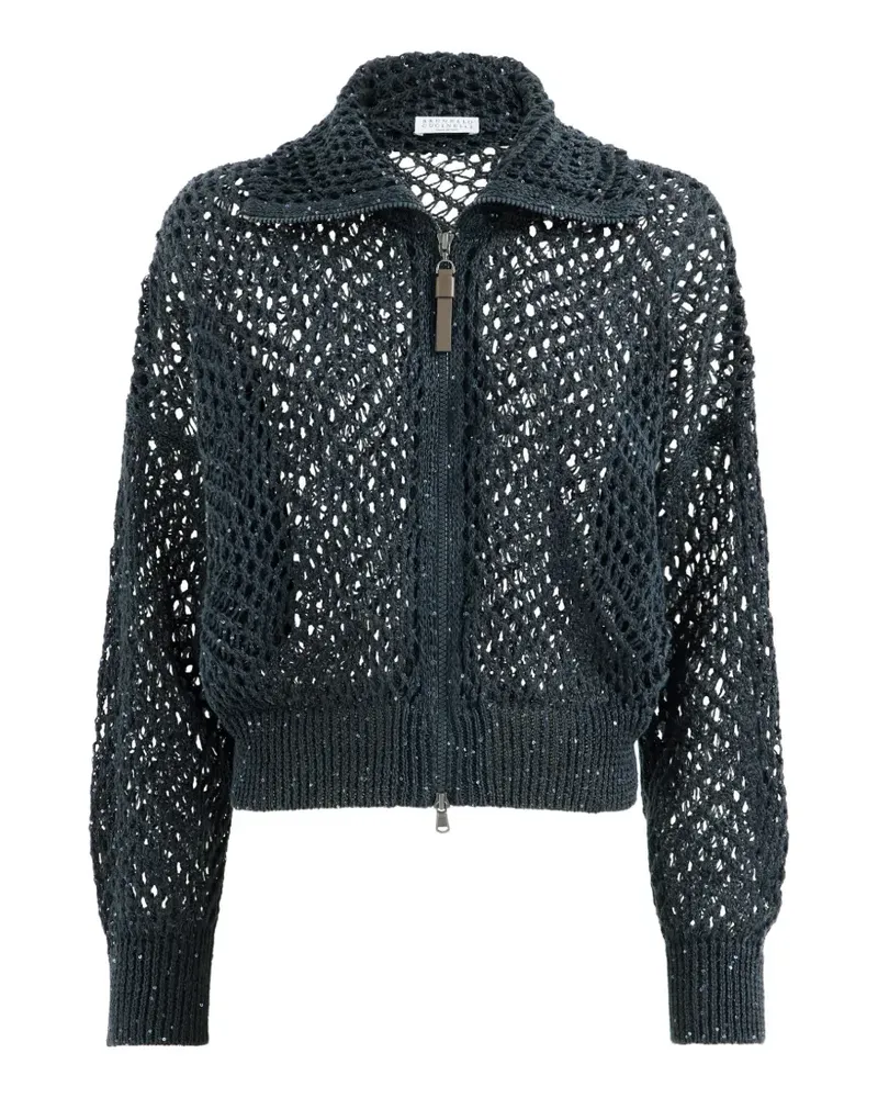 Brunello Cucinelli Dazzling Cardigan aus Leinen mit Reißverschluss - Blau Blau
