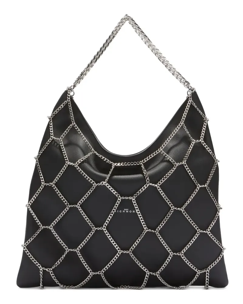 John Richmond Schultertasche mit Kettenriemen - Schwarz Schwarz