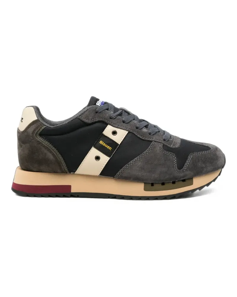Blauer suede-panelled Queens sneakers - Grau Grau