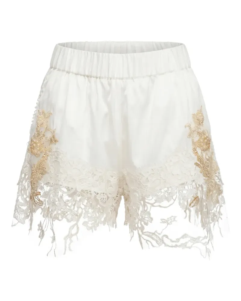 ALMAZ Shorts mit Spitzenborten - Weiß Weiß