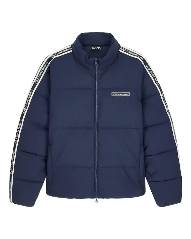 EA7 Gefütterte Jacke mit Logo-Streifen - Blau Blau