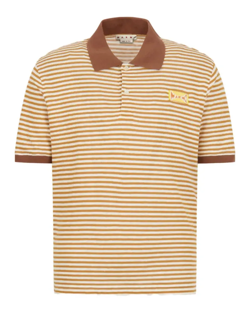 Marni Gestreiftes Poloshirt mit Kontrastdetails - Nude Nude