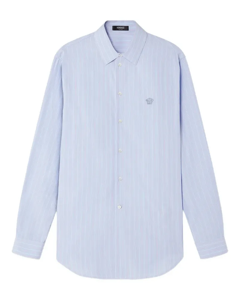Versace Hemd mit Medusa-Stickerei - Blau Blau