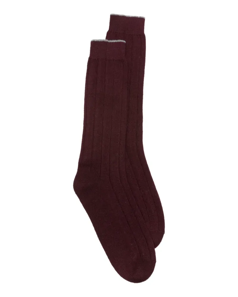 Eleventy Gerippte Socken - Rot Rot