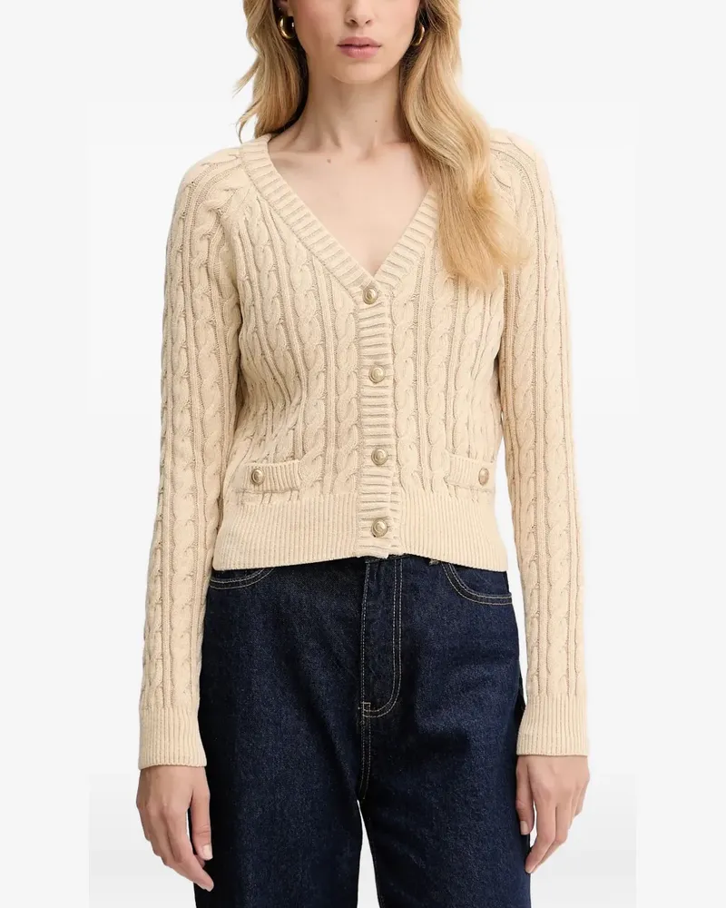 Guess button-up cable-knit cardigan - Nude Nude