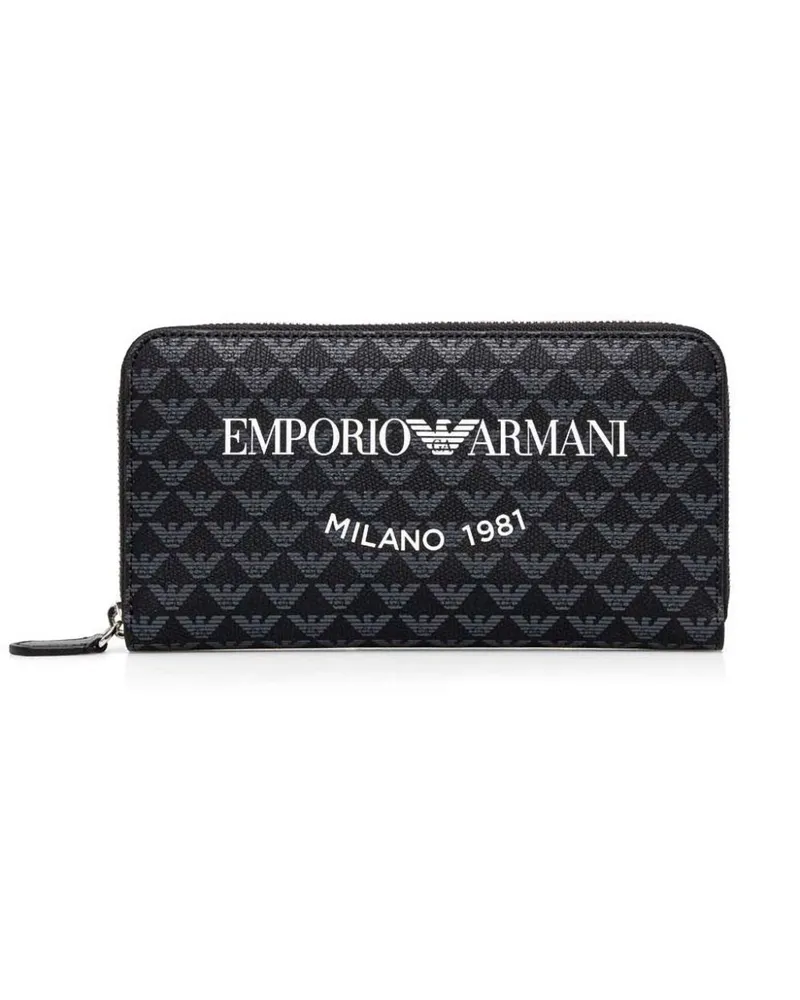 Emporio Armani Portemonnaie mit Monogramm - Schwarz Schwarz