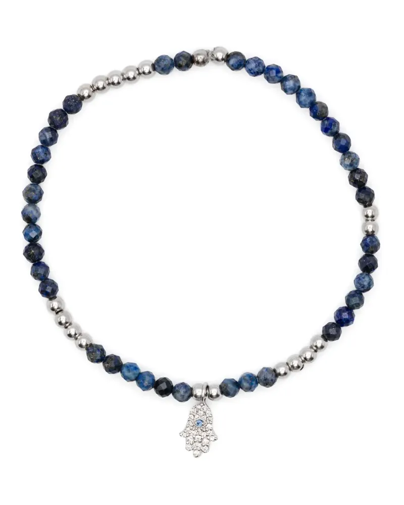 ANIL ARJANDAS Mini 18kt Hamsa Weißgoldarmband mit Lapislazuli und Diamant - Blau Blau