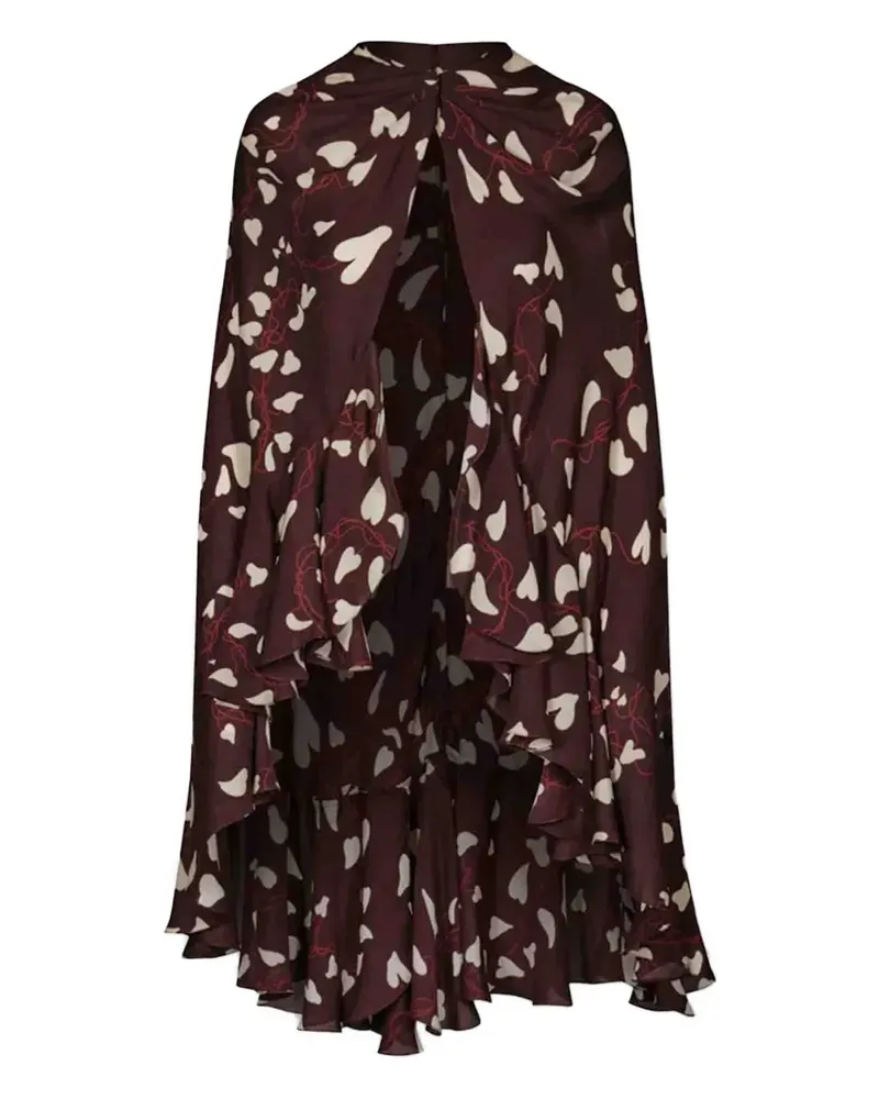 Johanna Ortiz printed ruffled silk coat - Braun Braun