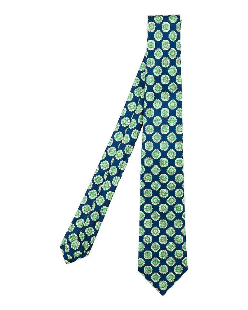 Kiton geometric-print tie - Blau Blau
