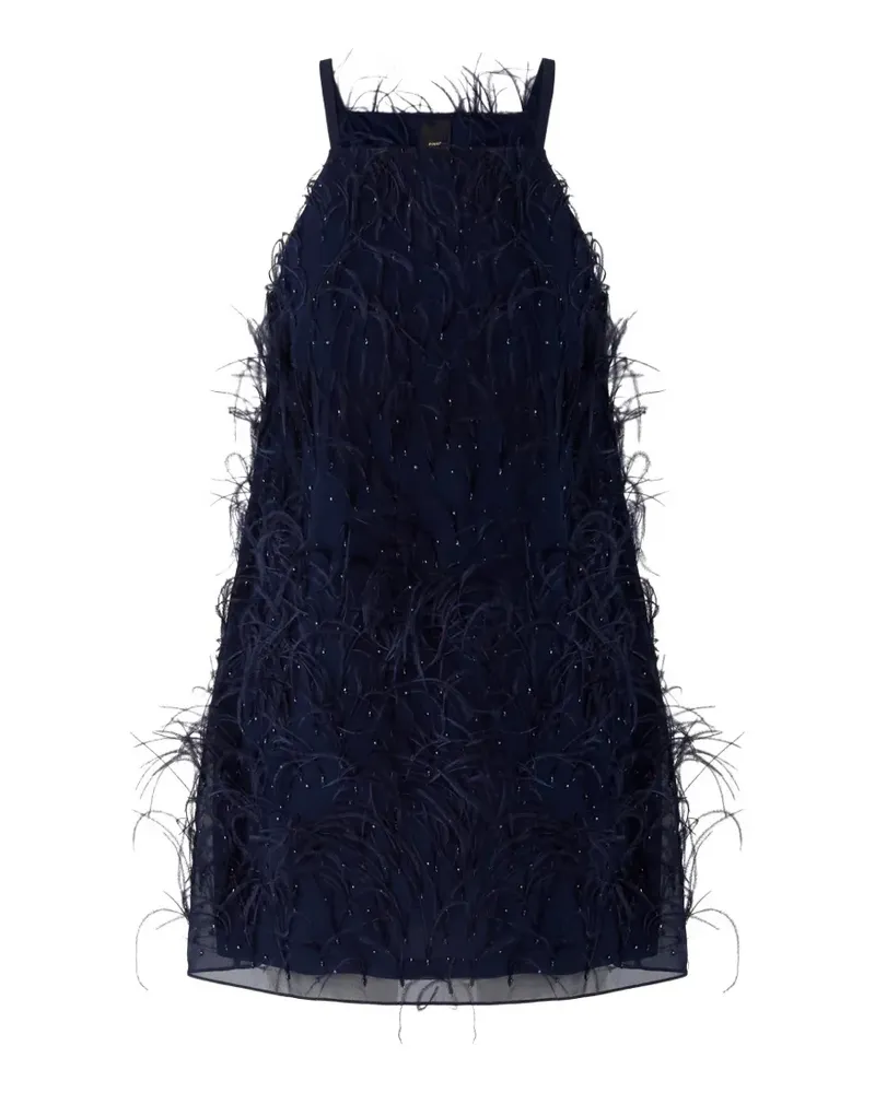 Pinko Minikleid mit Federn - Blau Blau