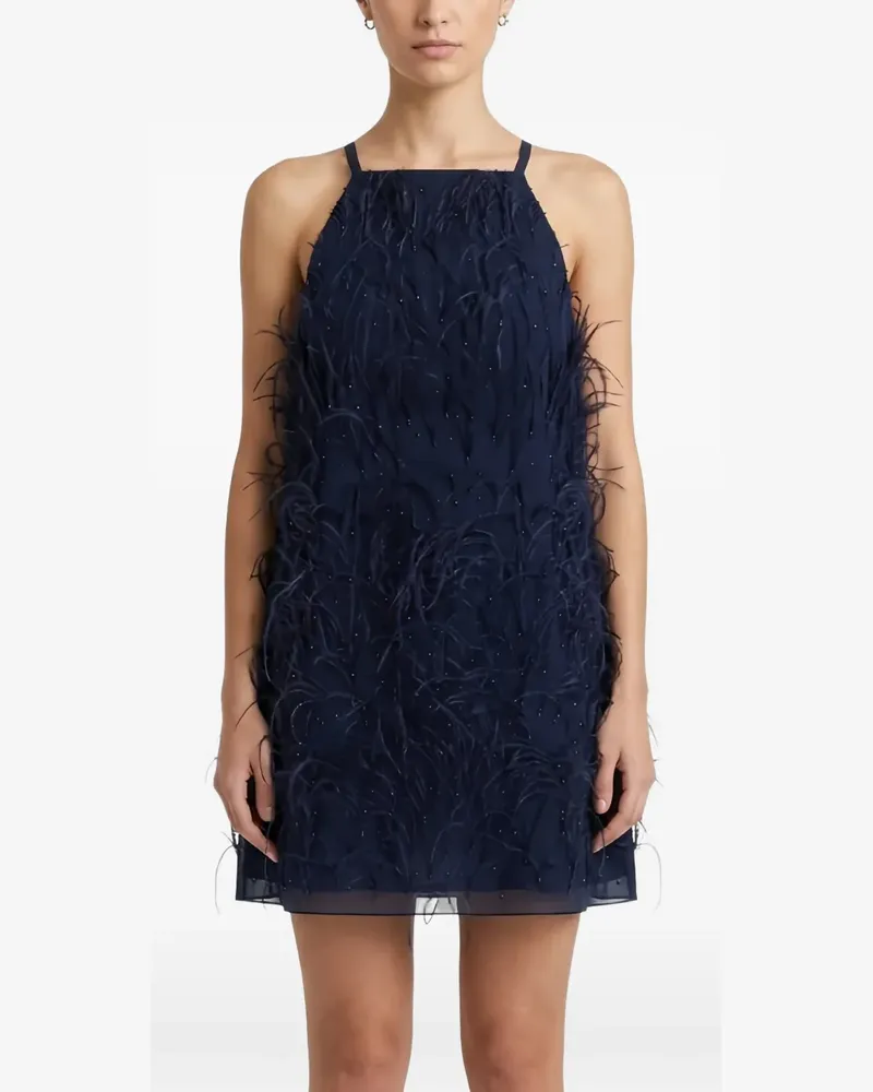 Pinko Minikleid mit Federn - Blau Blau
