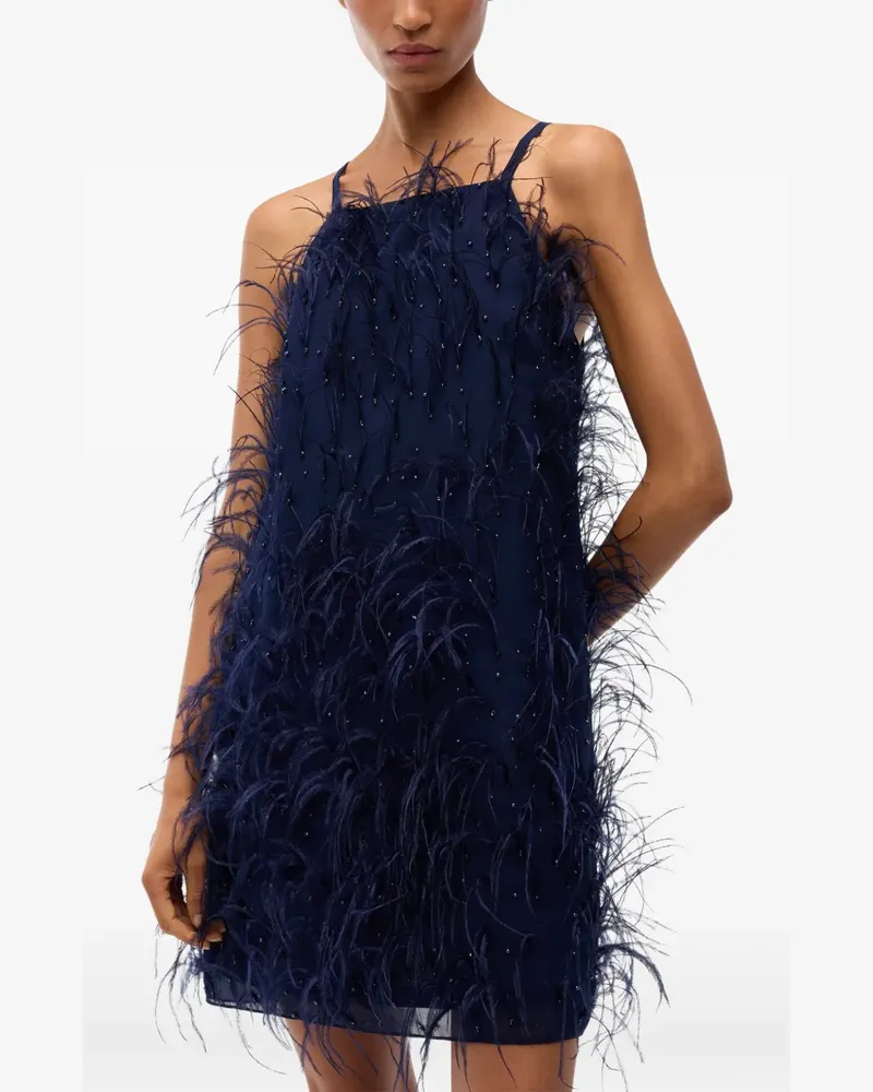 Pinko Minikleid mit Federn - Blau Blau