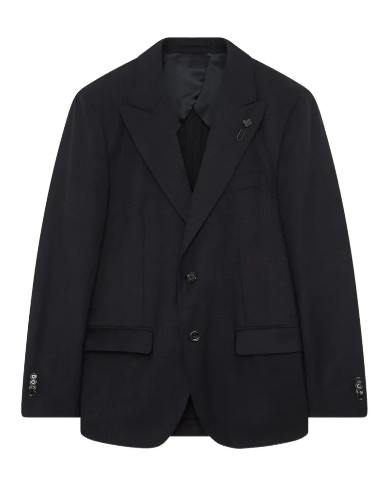 LARDINI Glen-check peak-lapel blazer - Blau Blau