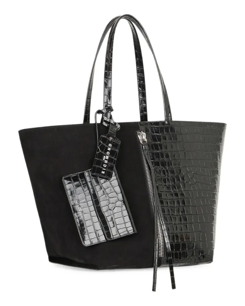 John Richmond Tote Bag mit Kroko-Effekt - Schwarz Schwarz