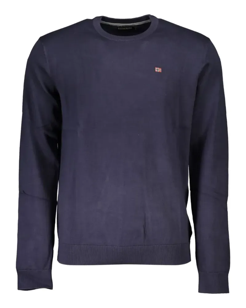 Napapijri logo-patch crew-neck sweater - Blau Blau