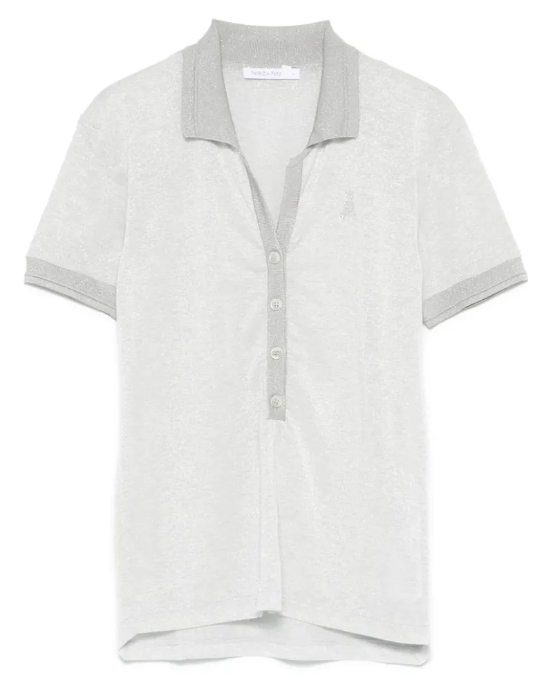 Patrizia Pepe Poloshirt aus Lurex - Silber Silber