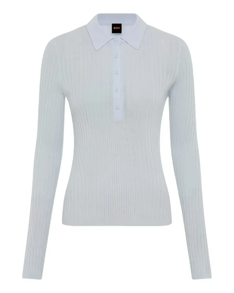 HUGO BOSS ribbed-knit polo top - Blau Blau