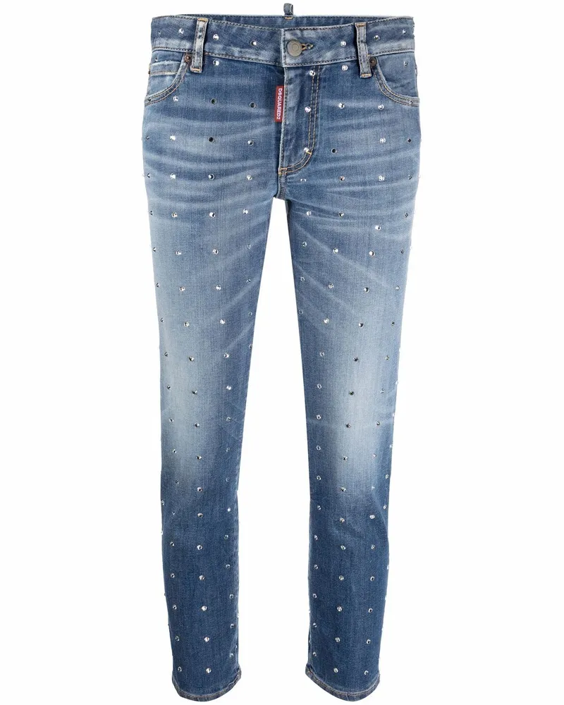 Dsquared2 Cropped-Jeans mit Kristallen - Blau Blau