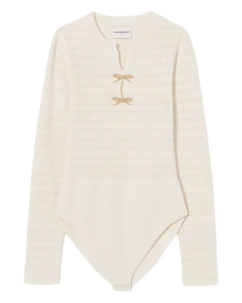 Claudie Pierlot Gestrickter Body mit Schleifenapplikation - Nude Nude