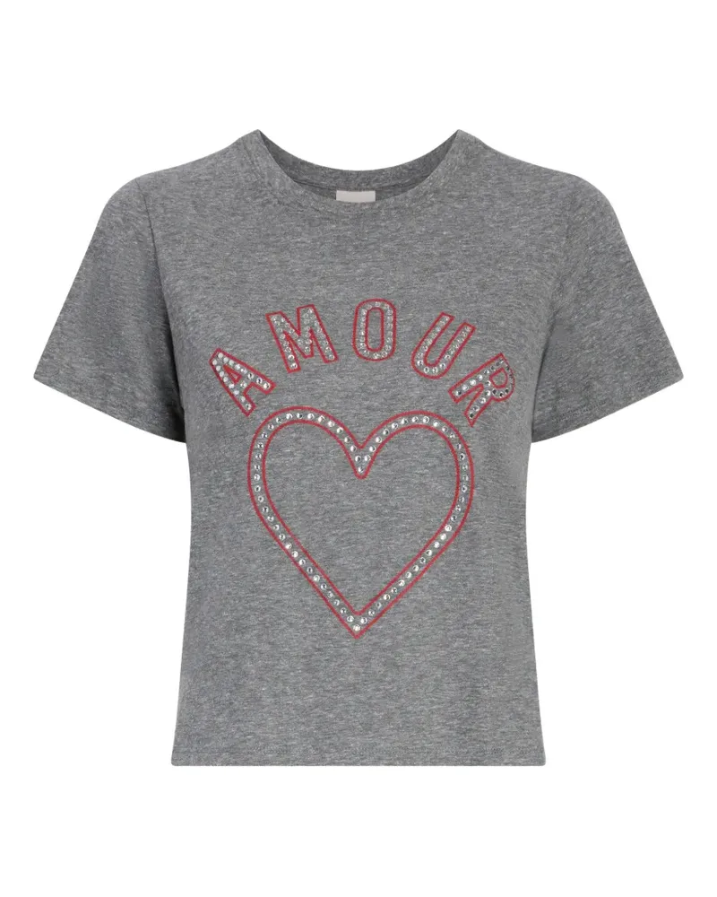Cinq à Sept Schmales Crystal Amour Heart T-Shirt - Grau Grau