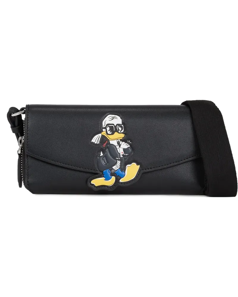 Karl Lagerfeld x Disney Umhängetasche mit Donald-Duck-Applikation - Schwarz Schwarz