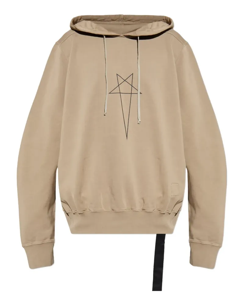 DRKSHDW by Rick Owens star-embroidered drawstring hoodie - Braun Braun