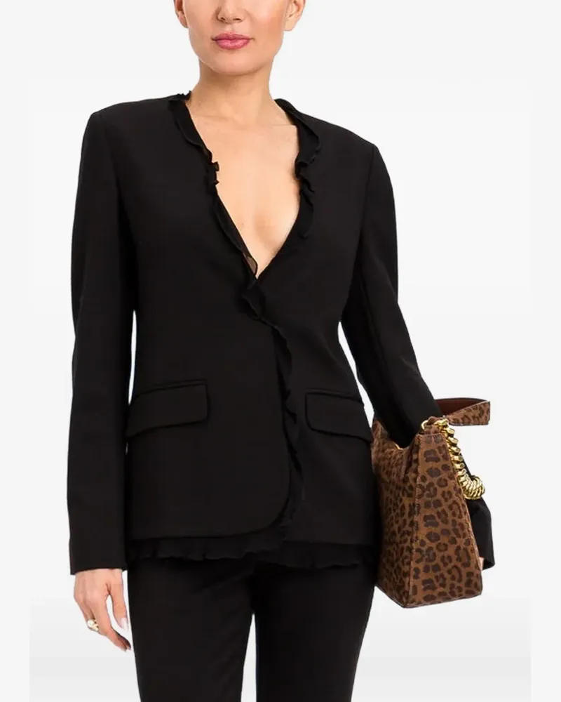 Twin-Set Blazer mit Rüschenbesatz - Schwarz Schwarz