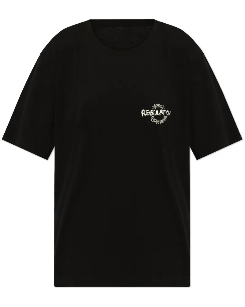 Yohji Yamamoto T-Shirt mit Logo-Stickerei - Schwarz Schwarz