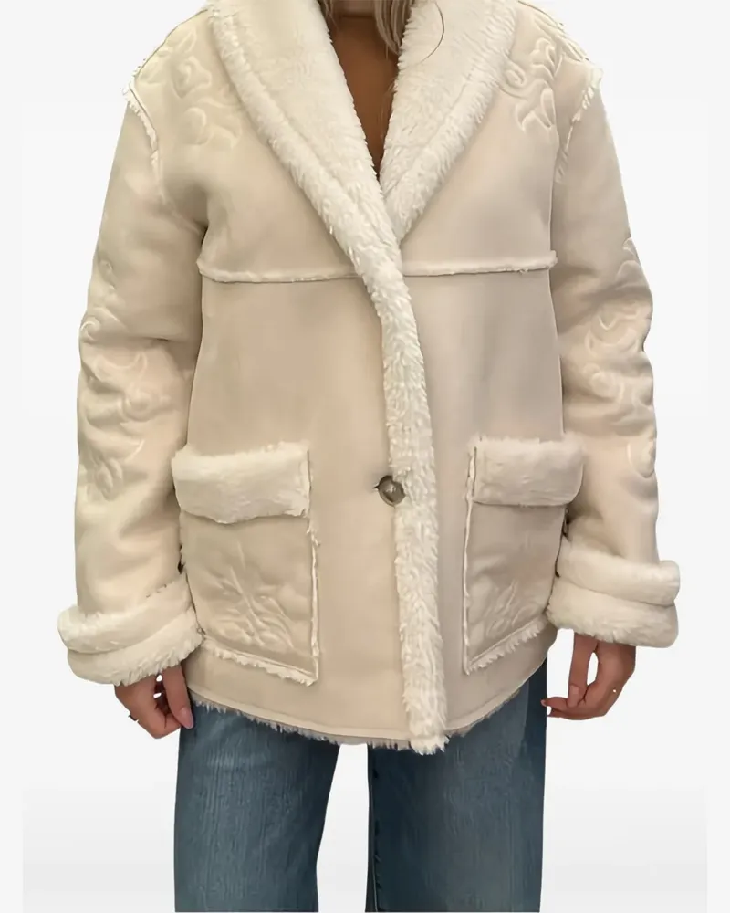 MC2 Saint Barth Strukturierte Jacke mit Shearling-Stickerei - Nude Nude