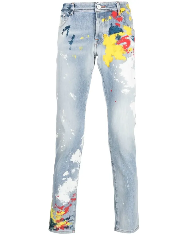 Philipp Plein Jeans mit Farbklecks-Print - Blau Blau