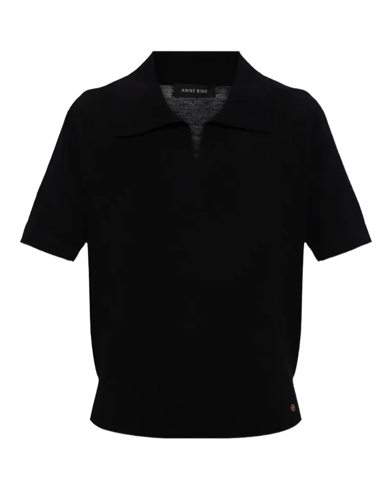 Anine Bing fine-knit polo shirt - Schwarz Schwarz