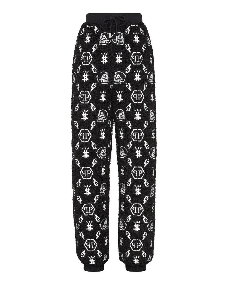 Philipp Plein embroidery monogram track pants - Schwarz Schwarz