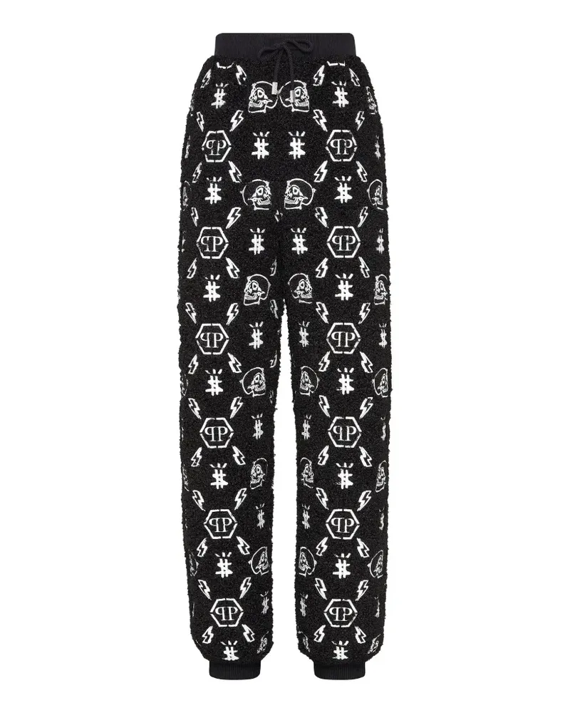 Philipp Plein embroidery monogram track pants - Schwarz Schwarz