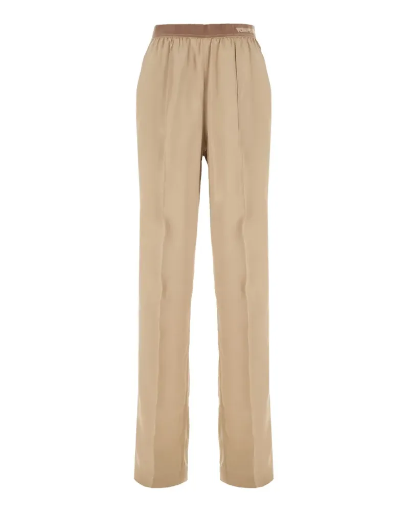 Tom Ford Seidenhose mit Logo-Bund - Nude Nude