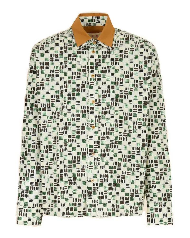 Marni Langärmeliger Hemd mit Print - Weiß Weiß