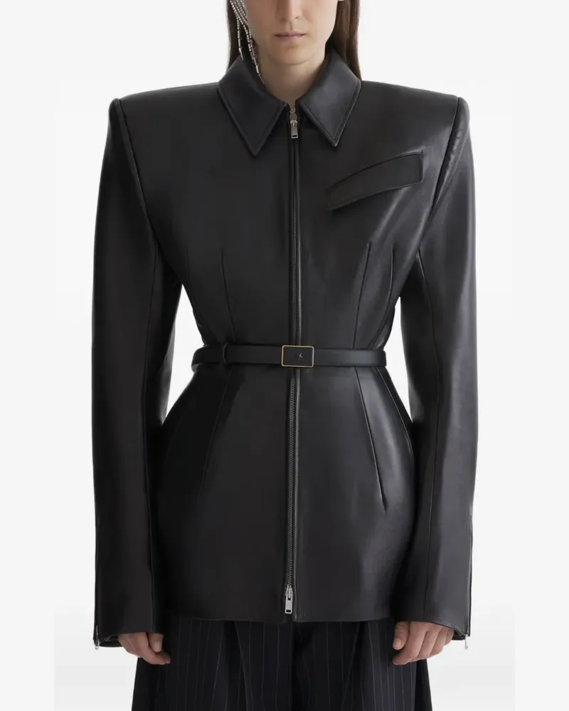 Thierry Mugler Schmale Lederjacke - Schwarz Schwarz