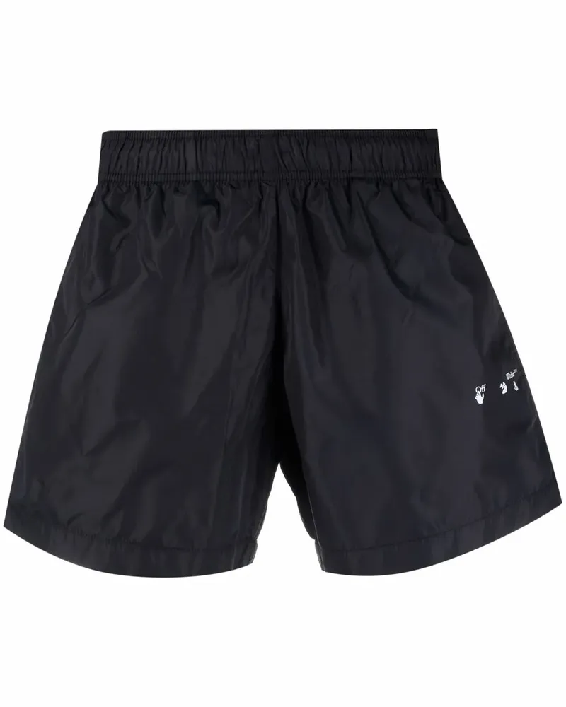 OFF-WHITE Badeshorts mit diagonalen Streifen - Schwarz Schwarz