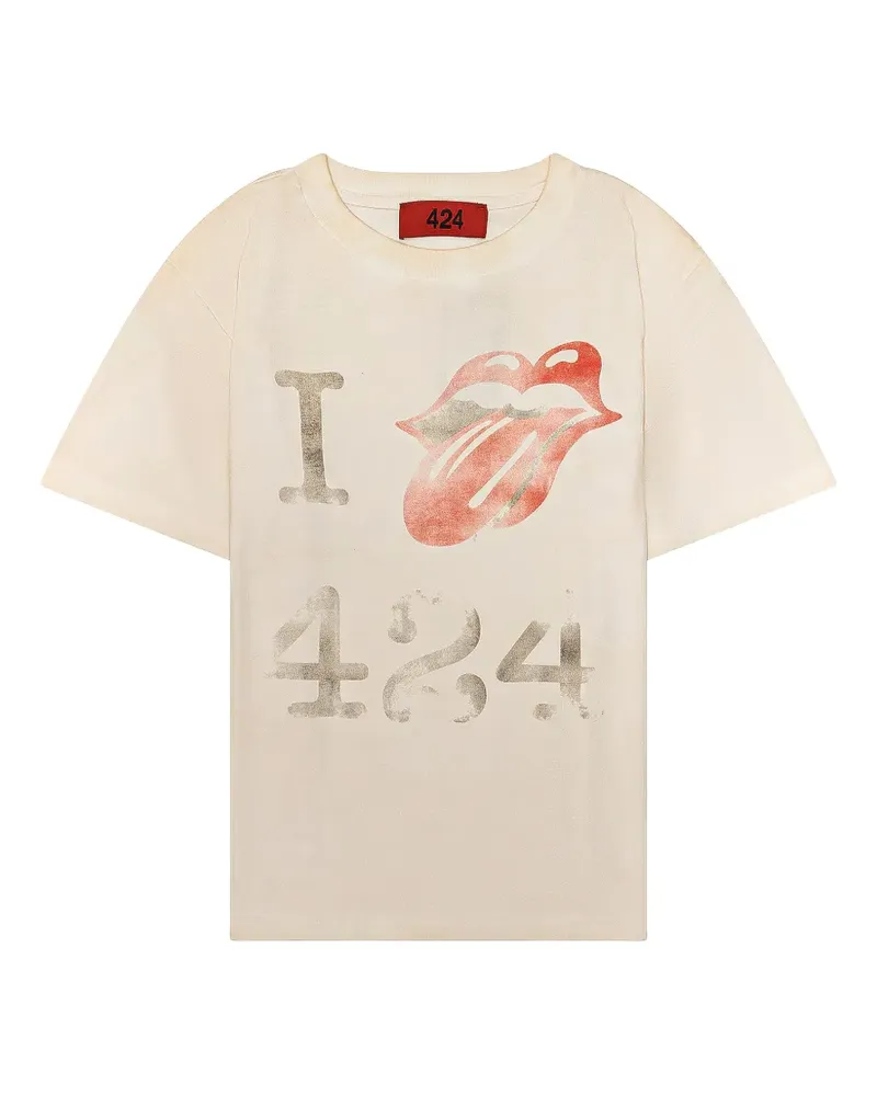 FourTwoFour on Fairfax T-Shirt mit grafischem Print - Nude Nude