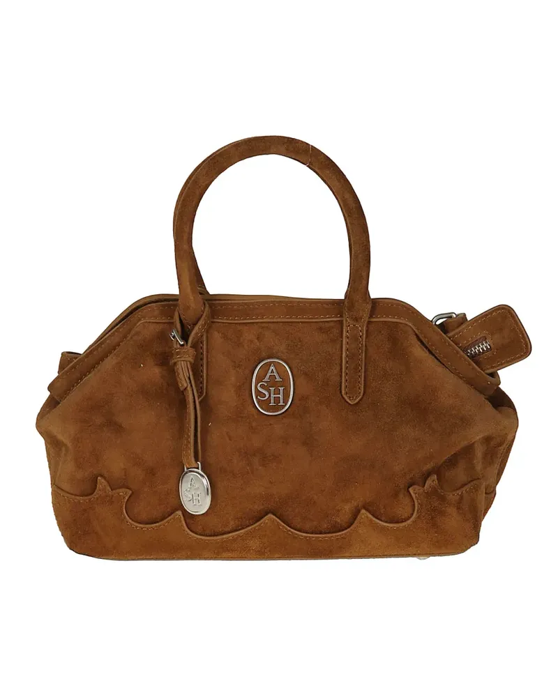 ash Josephine Texas logo-plaque suede shoulder bag - Braun Braun