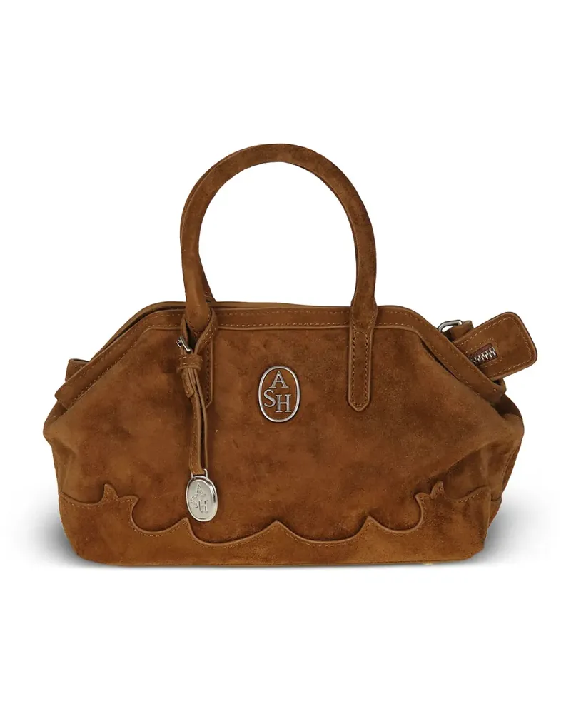 ash Josephine Texas logo-plaque suede shoulder bag - Braun Braun