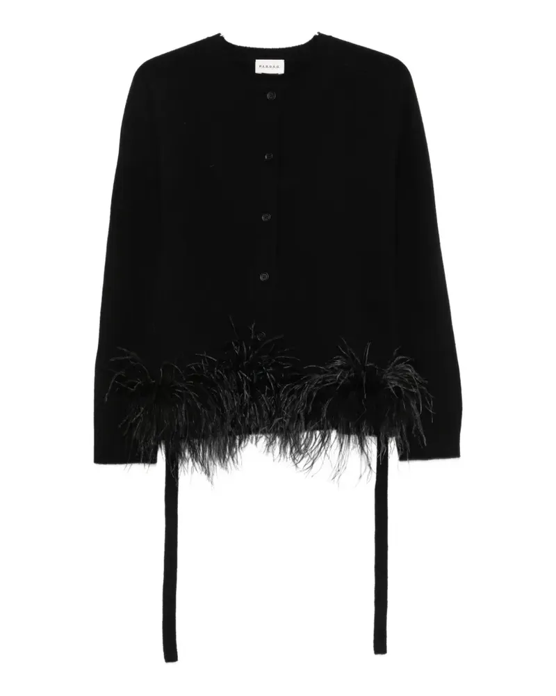 P.A.R.O.S.H. feather-trim cardigan - Schwarz Schwarz