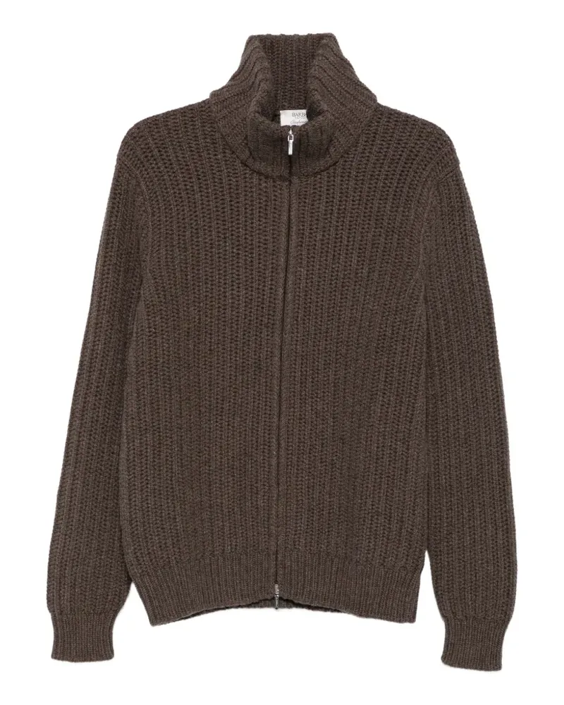 BARBA Gerippter Cardigan mit Reißverschluss - Braun Braun